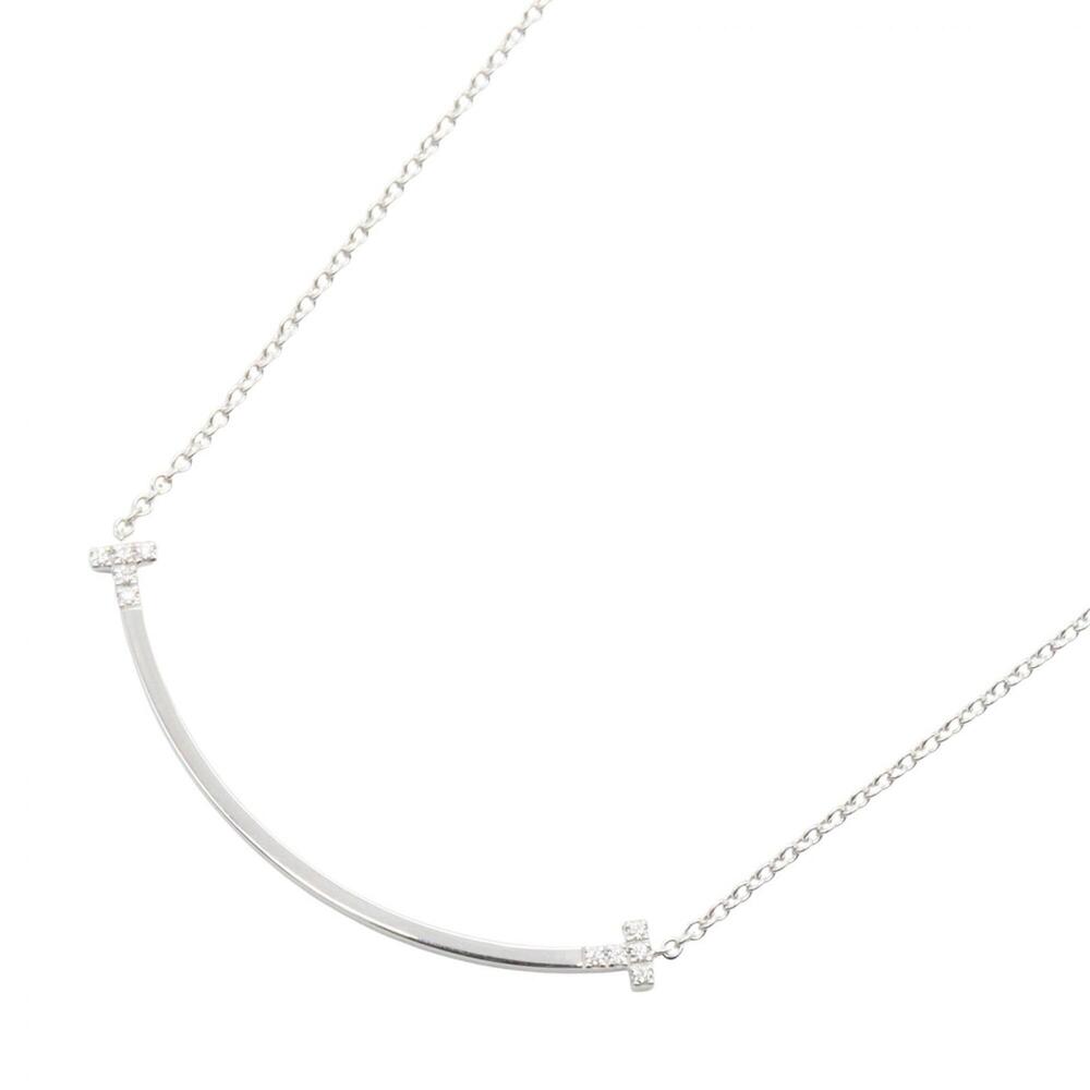 Tiffany & Co. T Smile Small Diamond Necklace, 18K White Gold (18KWG), Diamond...
